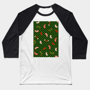 Christmas sock illustration, cute polka dot holiday pattern 2 Baseball T-Shirt